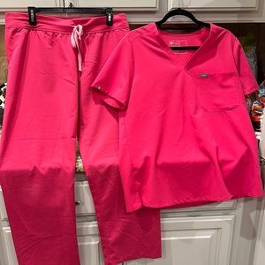 Womens figs fuscia scrubs